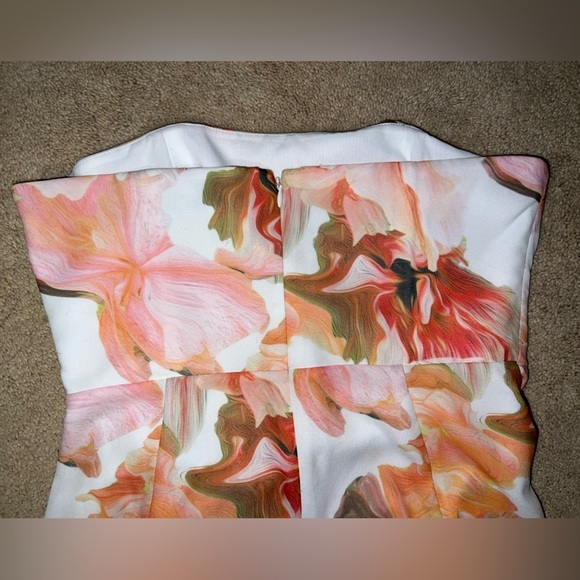 SAU LEE Hester Floral Strapless Minidress in White/Orange at Nordstrom - Picture 7 of 11